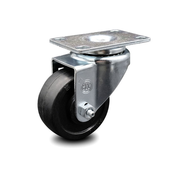 Service Caster 3.5 Inch Soft Rubber Wheel Swivel Top Plate Caster SCC-20S3514-SRS-TP2